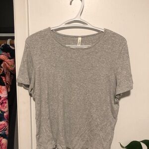Babaton Light Gray Short Sleeve Ribbed Tee